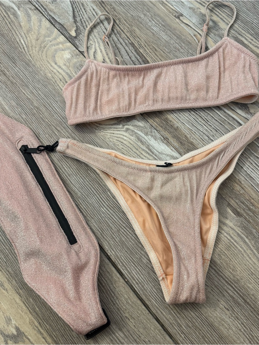triangl swimwear Rose Gold Shimmer Bikini Set